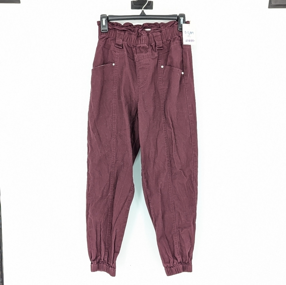 Frayed Tapered Leg Paperbag Pant Maroon 27 hipster retro gorpcore casual 90s